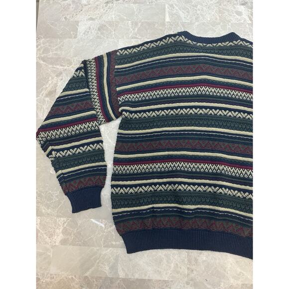 Peconic Bay Traders Sweater Men's L Multicolor Striped Long Sleeve Ribbed - Picture 10 of 11